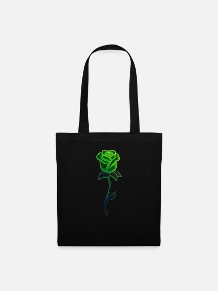 grüne pflanze blume glitzer - Stoffbeutel - Schwarz
