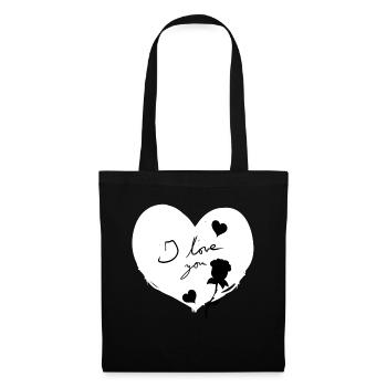 Coeur je t’aime fleurs Symbole de la Saint-Valentin - Sac en tissu - noir - Devant