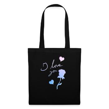 ich liebe dich rose blume herzen - Stoffbeutel - Schwarz - Vorne