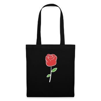 Rose rouge symbole plante fleur - Sac en tissu - noir - Devant