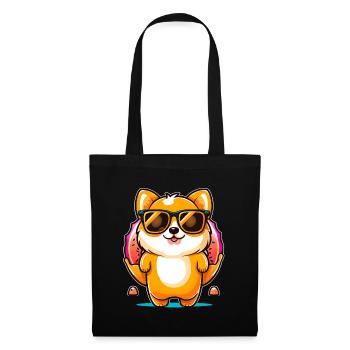 Drôle de chien beignet - Sac en tissu - noir - Devant
