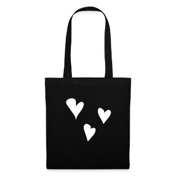 Trois coeurs coeur symbole amour - Sac en tissu - noir - Devant
