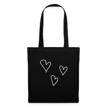 symbole d’amour de trois coeurs - Sac en tissu - noir - Devant