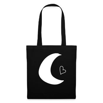 Icône de coeur de lune - Sac en tissu - noir - Devant