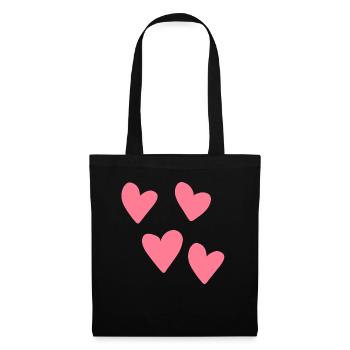 Coeurs roses motif coeur symbole amour - Sac en tissu - noir - Devant
