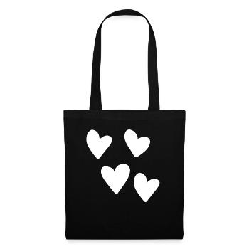 Quatre Coeurs Motif Coeur Symbole Amour - Sac en tissu - noir - Devant