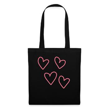 vier rosa herzen herz muster symbol liebe - Stoffbeutel - Schwarz - Vorne