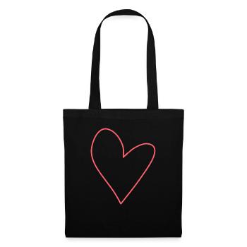 Symbole Coeur Forme Amour Rose - Sac en tissu - noir - Devant