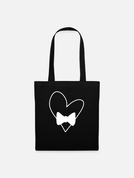 herz symbol liebe form schleife - Stoffbeutel - Schwarz