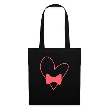 Coeur Symbole Amour Forme Noeud Rose - Sac en tissu - noir - Devant