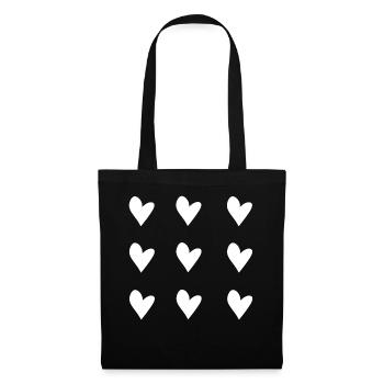 motif coeur coeur symbole forme amour - Sac en tissu - noir - Devant