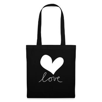 Symbole d’amour du cœur - Sac en tissu - noir - Devant
