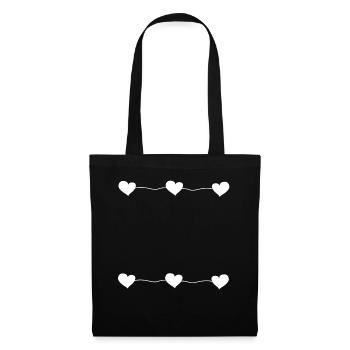 Six Hearts Line Heart Love - Sac en tissu - noir - Devant