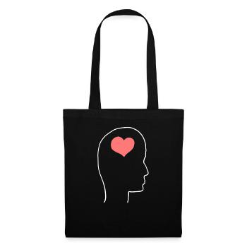 Head Profile People People Side Heart - Tote Bag - black - Front