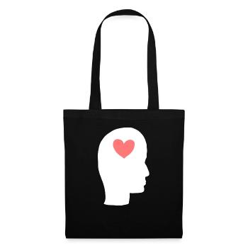 Head Profile People Side Symbol Heart - Tote Bag - black - Front