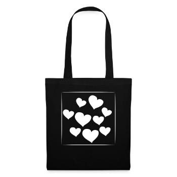 Coeur motif coeurs symbole amour carré - Sac en tissu - noir - Devant