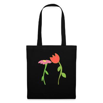 fleur symbole fleur plante rose forme rose rouge - Sac en tissu - noir - Devant