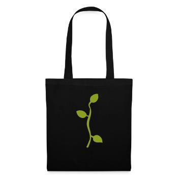 Feuille Feuilles Ligne Nature Vert Branche - Sac en tissu - noir - Devant