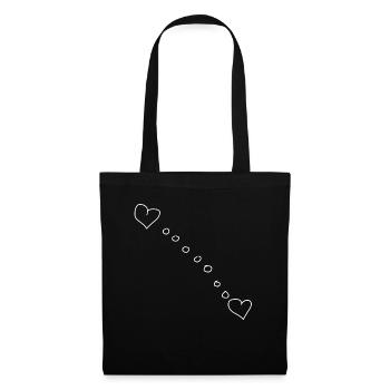 Point de cœur à deux cœurs - Sac en tissu - noir - Devant