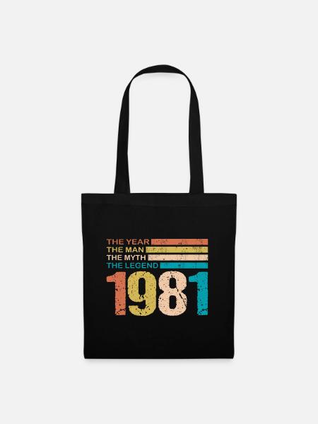 40. Geburtstag 1981 Mann Legende Spruch Retro - Stoffbeutel - Schwarz