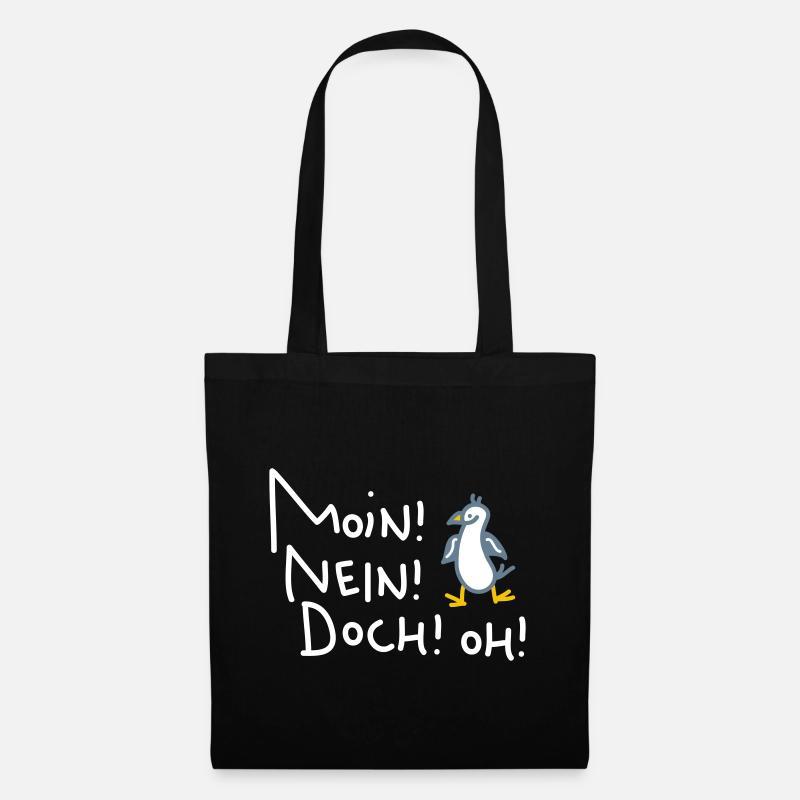Lustige Moin Möwe - Stoffbeutel - Schwarz