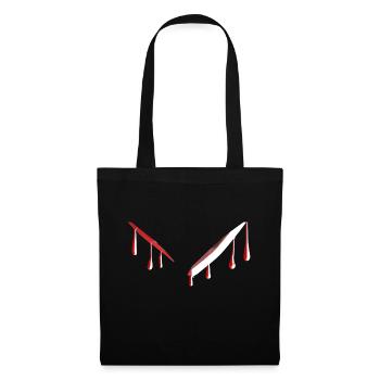 lignes de gouttes rouges - Sac en tissu - noir - Devant