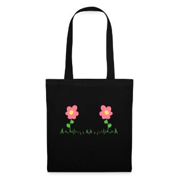 rosa Blumen zwei Natur Blume - Stoffbeutel - Schwarz - Vorne