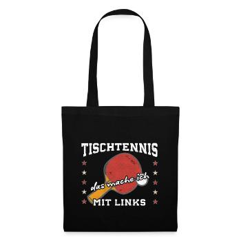 Tischtennis mit links - Tischtennisspieler - Stoffbeutel - Schwarz - Vorne