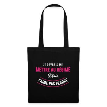Femme humour je devrais me mettre au régime - Sac en tissu - noir - Devant