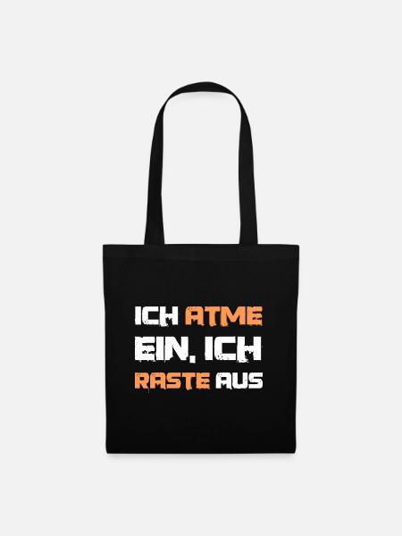 Lustiger Spruch Ich atme ein - Stoffbeutel - Schwarz
