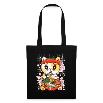 Kätzchen essen Ramen Kawaii Anime - Stoffbeutel - Schwarz - Vorne