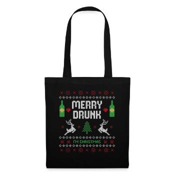 Merry Drunk I'm Christmas Funny / Weihnachten fun - Stoffbeutel - Schwarz - Vorne