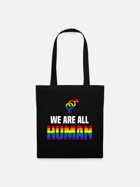 We're All Human / Schwul Lesbisch Toleranz, CSD - Stoffbeutel - Schwarz