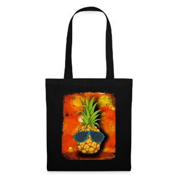 Coole Ananas mit Sonnenbrille / Lustiges Motiv - Stoffbeutel - Schwarz - Vorne