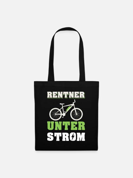 Rentner unter Strom / Fahrrad, E-Bike, Ruhestand - Stoffbeutel - Schwarz