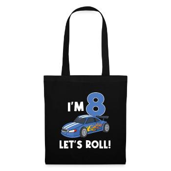 Children's birthday car racing car / 8 years - Tote Bag - black - Front