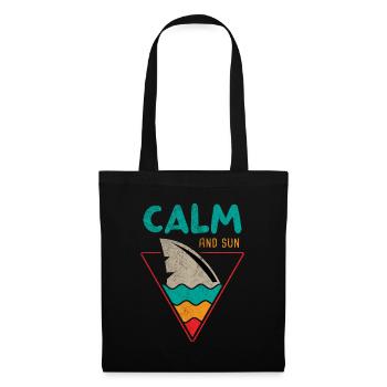 Tranquillité et Soleil Rétro Vintage Shark Surfer Été - Sac en tissu - noir - Devant