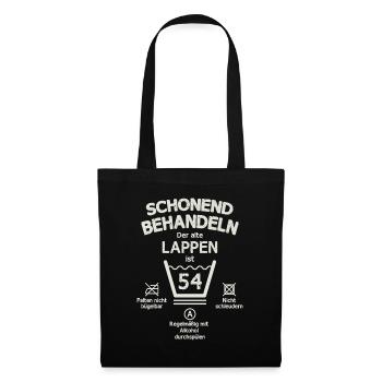 Der Alte Lappen, Schonend Behandeln 54. Geburtstag - Stoffbeutel - Schwarz - Vorne