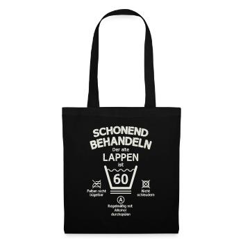 Der Alte Lappen, Schonend Behandeln 60. Geburtstag - Stoffbeutel - Schwarz - Vorne