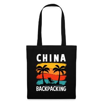 Backpacking china backpacker Abenteuer Reise - Stoffbeutel - Schwarz - Vorne