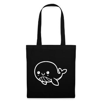 Idée cadeau baleine sur fond blanc - Sac en tissu - noir - Devant
