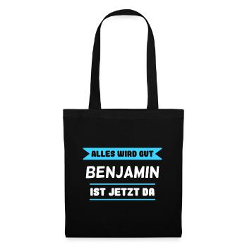 Benjamin Name Design für stolze Benjamins - Stoffbeutel - Schwarz - Vorne