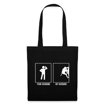 Votre mari - mon mari - grimper à droite - Sac en tissu - noir - Devant