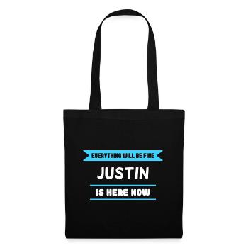Justin Name Spruch für stolze Justins - Stoffbeutel - Schwarz - Vorne