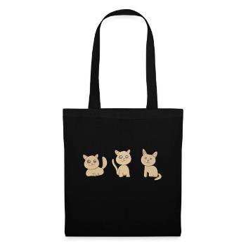 drei Katzen Katze Symbole tiere haustier - Stoffbeutel - Schwarz - Vorne