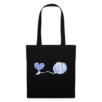 Symbole du cœur laine ligne rose amour - Sac en tissu - noir - Devant