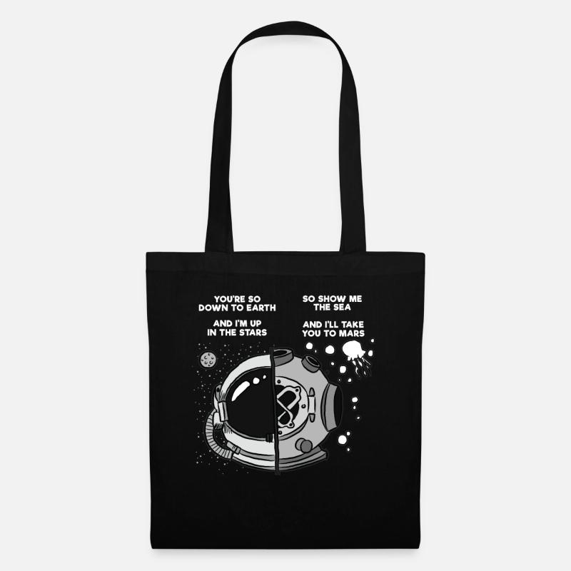 Fun Motive T-Shirts Tauchen Spaceman - Stoffbeutel - Schwarz