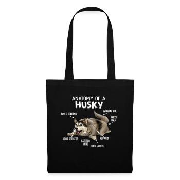 Anatomie d'un chien Husky - Sac en tissu - noir - Devant