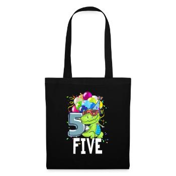 Cinquième anniversaire 5 Ans Garçon DinosaurE TRex Cadeau - Sac en tissu - noir - Devant