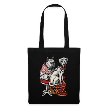 Französische Bulldogge Dalmatiner Tattoo - Stoffbeutel - Schwarz - Vorne